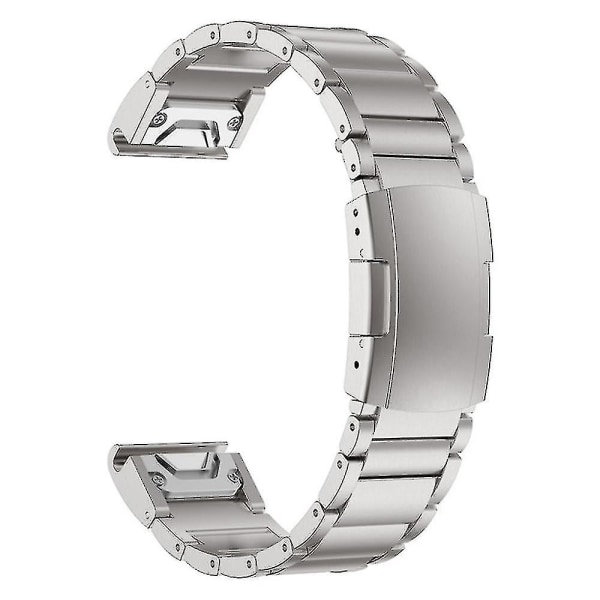För Garmin Tactix 7 Pro / Fenix ​​7x / Fenix ​​6x Pro 3 Beads Titanium Steel Armband 26mm Universal Quick Release Replacement Replacement Watch Armband - B Silver