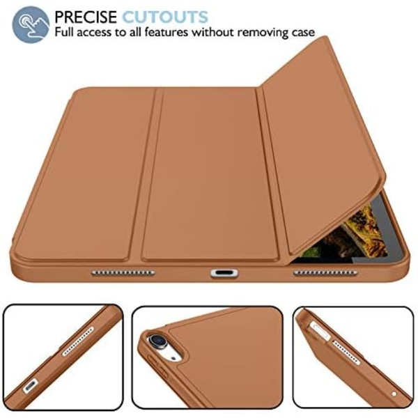 iMieet New iPad Air 5th Generation Case 2022/iPad Air 4th Generation Case 2020 10,9 tum med pennhållare [Support Touch ID och iPad 2nd P Brown