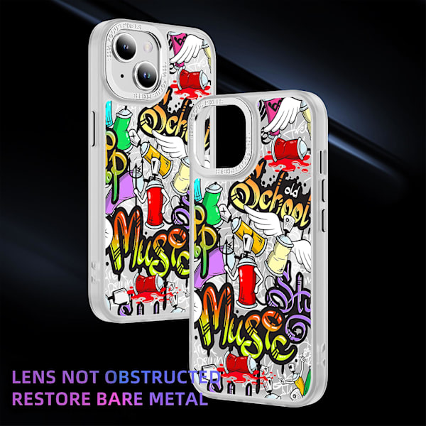 Creative Painted Pattern Matte Hudvänlig Magsafe magnetiskt phone case Lämplig för Iphone och andra modeller Style D Transparent Ypcx0038