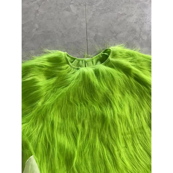Nyår Jul Grön Päls Cosplay Kostym Jultomten Monster Förklädnad Unisex Jul Fest Halloween Karneval Fest Rollspel One Size black