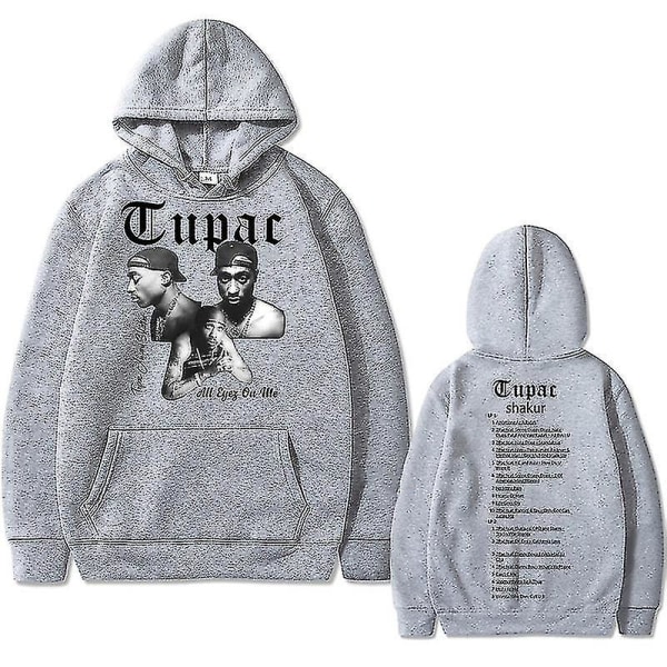 Rapper Tupac 2pac Hip Hop Hoodie Herrmode Luvtröjor Herr Kvinnor Oversized Pullover Man Svart Streetwear Man Vintage Sweatshirt Red M