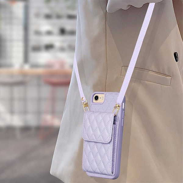 Bf22-stil case för Iphone 6 / 6s / 7 / 8 / Se (2020) / Se (2022) Kickstand Pu läderbelagd Tpu cover Purple