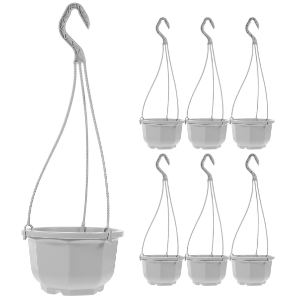 10 set hängande plastkrukor hängande orkidékrukor Hängande blomkorgar för inomhusväxter White 31X13CM