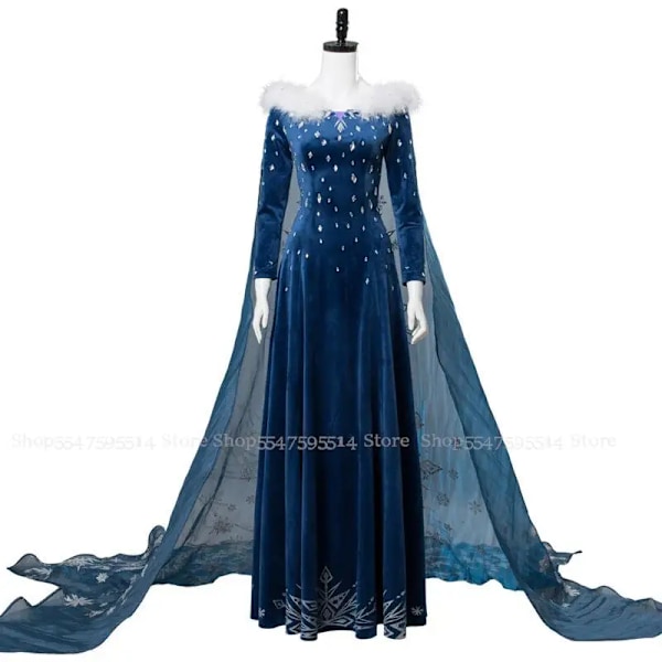 Isdrottning Elsa Cosplay-kostym, blå Fantasia-dräkt, Halloween-fest, damklänning, bal, scenkläder XL blue