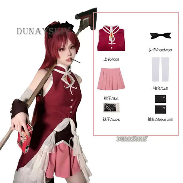 Anime Puella Magi Madoka Magica Sakura Kyoko Kostym Cosplay Kläder Peruk Cosplay Stridsklänning Cosplay Magisk Flicka Kvinna Set XXL C1