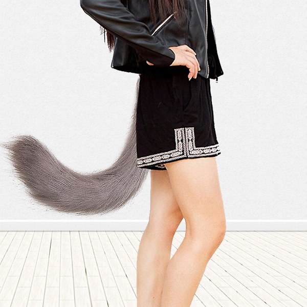 Faux Fur Tail Party Kostym Accessoarer Plysch Fox Wolf Tail grey