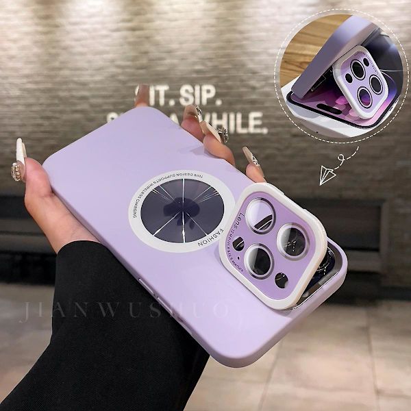 Magnetisk Magsafe Case För Iphone 15 Pro Max/15 Ultra Med Kamerastativ, Case anti-scratch För Iphone 15 Pro Max Light purple