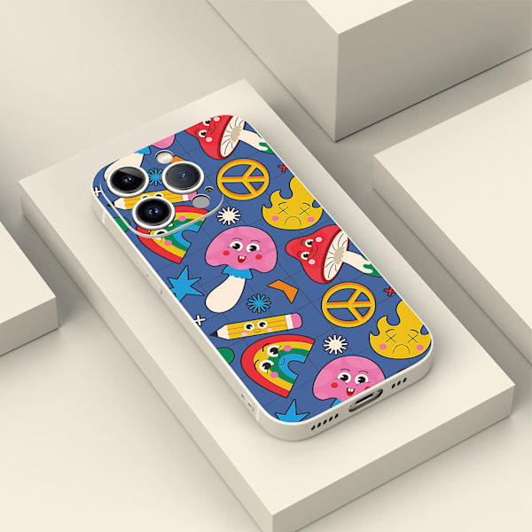 Enkelt tecknat mönster Tryckdesign Flexibeltpurubber Stötsäker Mobiltelefon Caseiphone 15 Caseseries Stylesablackypdt2811