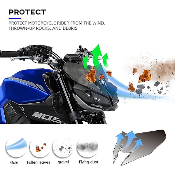 Vindruta för Yamaha Mt-09/sp Fz-09 2017-2020 18 19 Vindruta Pare-brise Motorcykel Vindskydd Mt-09sp Mt09 Fz09 Mt Fz 09 MT-09 Red