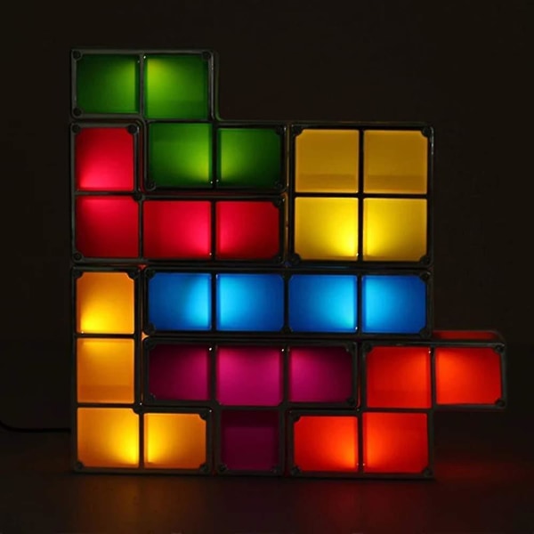Tetris Lampe, 3d Diy Led Tetris Stapelbares Nachtlicht 7 Farben Induktionsverriegelung Schreibtischlampe Magic Blocks Pussel Spielzeug Fr K null none