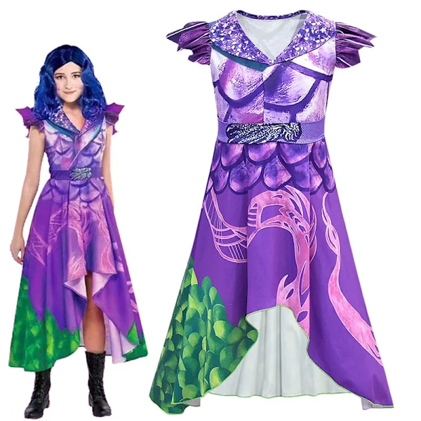 Film Descendants 3 Evie Cosplay Klänning Mal Kostym Peruk Barn Barn Halloween Födelsedagsfest Karneval Kostym För Flickor 11T Dress 1