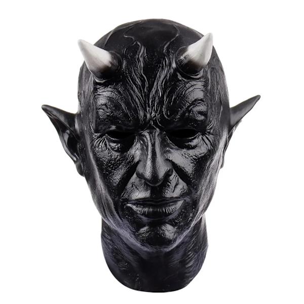 Mephistopheles Demon Horn Mask Halloween Cosplay Unisex Horror Devil Killer Latexhjälm Maskerad Karneval Party Kostymrekvisita A