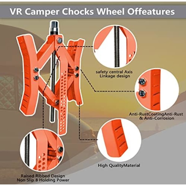 RVPNR RV Hjulklossstabilisator,Camper X Chocks Hjulstabilisator, Heavy Duty Hjulklossar för släpvagnar (2 paket) med insexhylsa, råtta Red