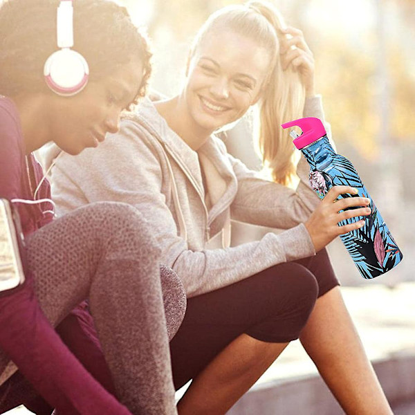 750 ml enlagers kopp i rostfritt stål med sugrör, vattenflaska för utomhussport, bärbar vattenkopp style1