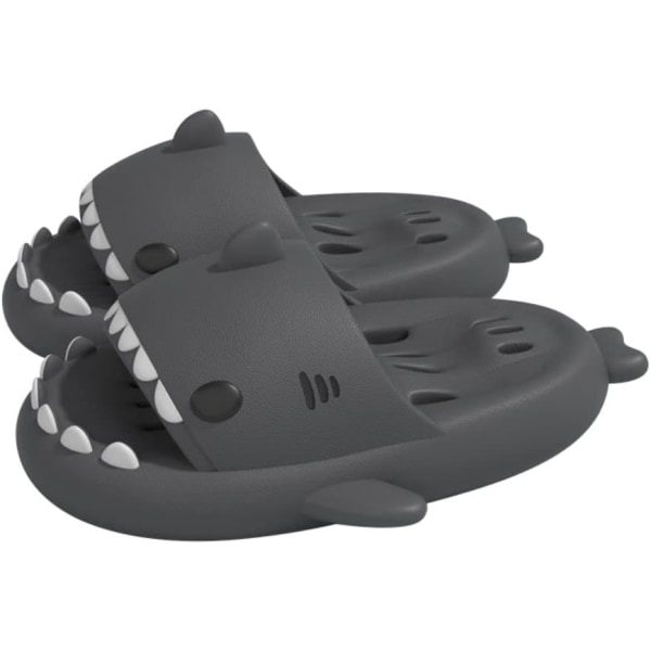Shark Haj Tofflor, Lämplig för vuxna och barn Söt Tjock Sula Hajar Halkfria Tofflor Inomhus Duschtofflor Sandaler Shark Slippers A Dark grey 44/45 EU