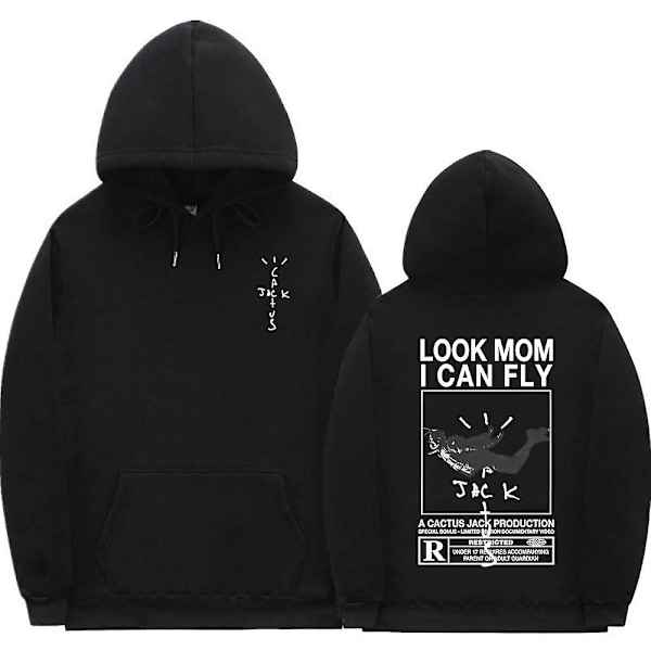Cactus Jack Hoodie Män Kvinnor Dubbelsidig print Utseende Mamma I Can Fly Travis Scott Hoodies Unisex Hip Hop Streetwear Q02159*black XL
