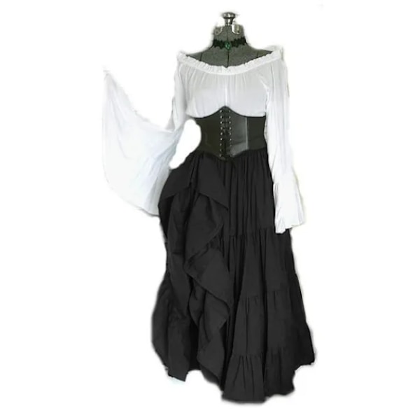 Maskerad Viktorian Gotisk Drottning Aftonklänning Medeltida Renässans Elf Prinsessa Lolita Fest Kvinnor Dans Retro Cosplay Kostym 5XL black