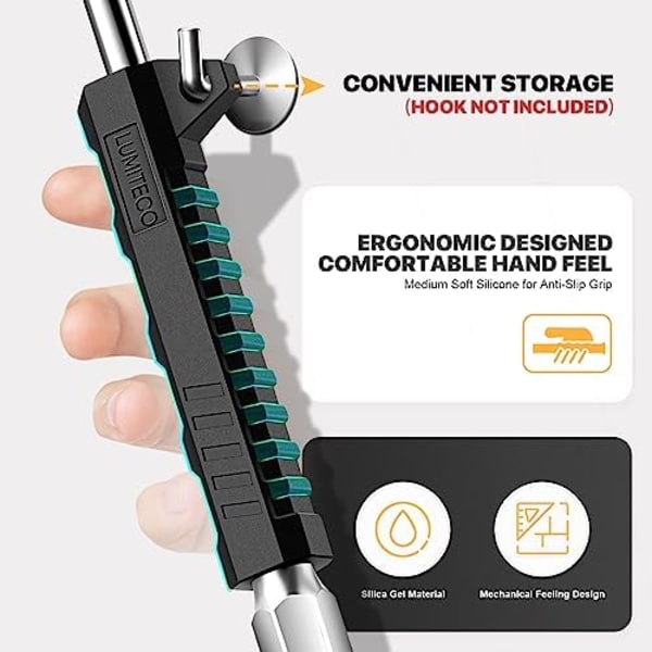 LUMITECO 2-vägs anslutning 13.8&#34; Förlängt set, 1/4 tum FNPT rakfotspumpchuck med dubbelt huvud med standard snabbplugg, 14\u201C With SILICONE HANDLE