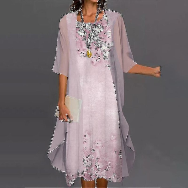 Kvinnor Bohemisk Kläder med Cardigan Casual Blommig printed Two Piece Kläder 3XL Ljusgön