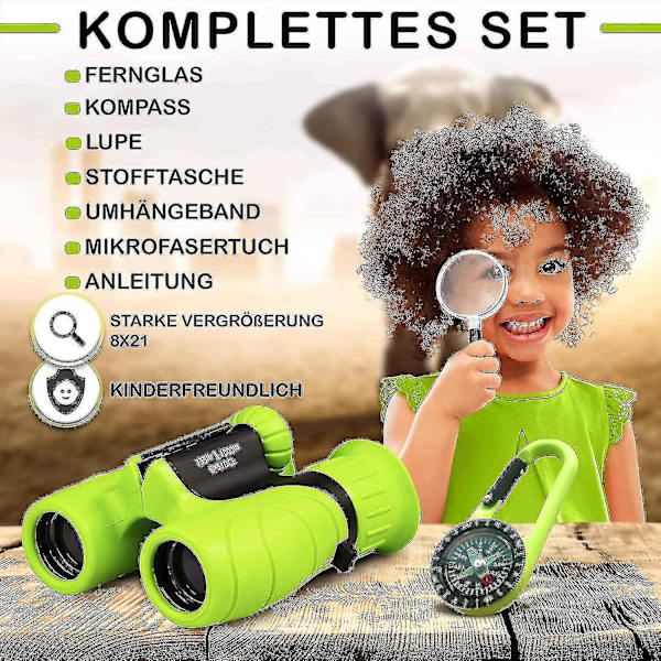 Barnkikare-8x21-komplett set med förstoringsglas för 4 5 6 7 8-åriga pojkar och flickor null none