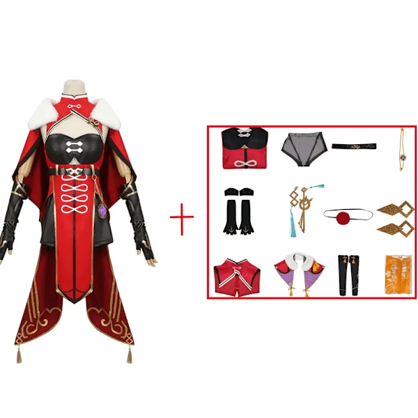 Genshin Impact Beidou Cosplay Kostym Beidou Cosplay Kostym Kvinnor Svart Röd Kostym Halloween Klänning Kappa Full Set L costume