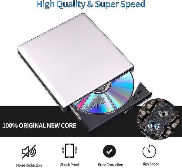 Extern Blu Ray Dvd Drive 3d, USB 3.0 och Type-c Bluray Cd Dvd Reader null none