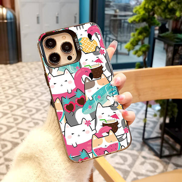 Tecknad Frosted Dubbellager Färg Silver Phone Case Iphone 15 Case Case Stil E Svart Ypmd0928