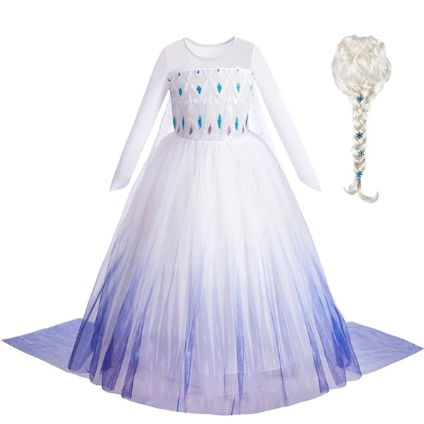 Disney Kids Frozen Födelsedagsfest Prinsessklänning Vit Elsa Paljetter Mesh Vestidos Halloween Cosplay Snödrottning Karneval Kostym elsa outfit 07 2T(100)