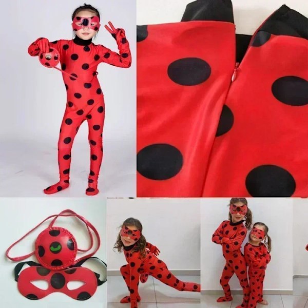 2024 Jul Barnkläder Karneval Barnkläder Karneval Halloween Födelsedagsfest Barnkläder Nyckelpiga L  120-130cm 3pcs
