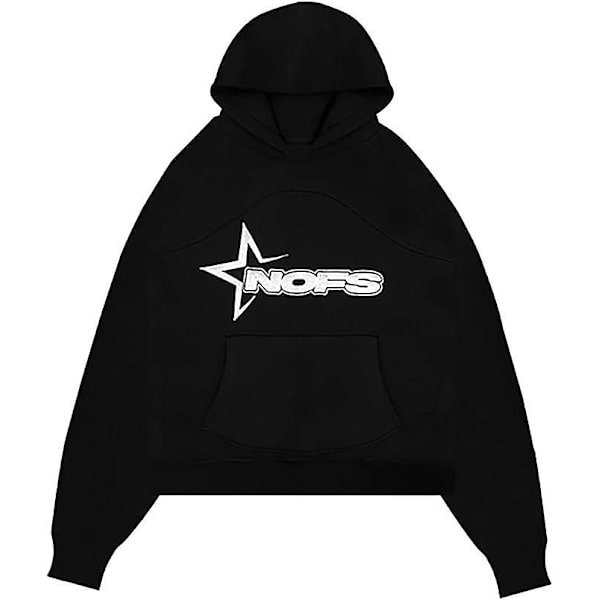 Nofs Streetwear träningsoveraller för män , Letters Printless Hoodies And Sweatpants Y2k Herr, Hip Hop Byxor Black L