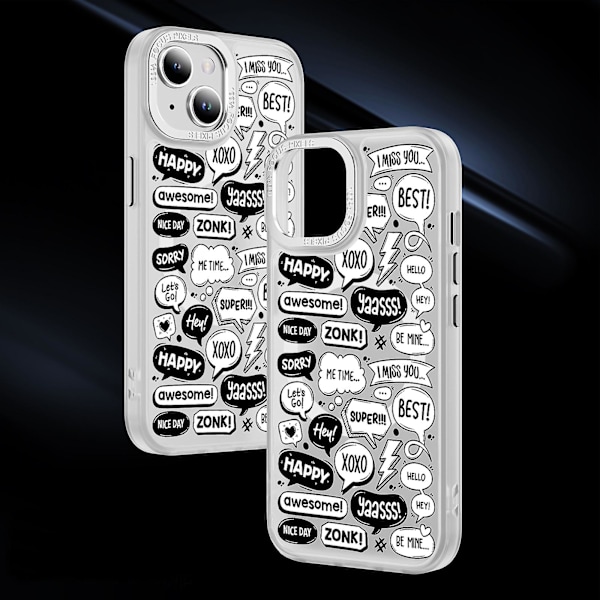 Creative Painted Pattern Frosted Magsafe Magnetic Phone Case Lämplig för Iphone och andra modeller Style F Transparent Black Ypcx0084