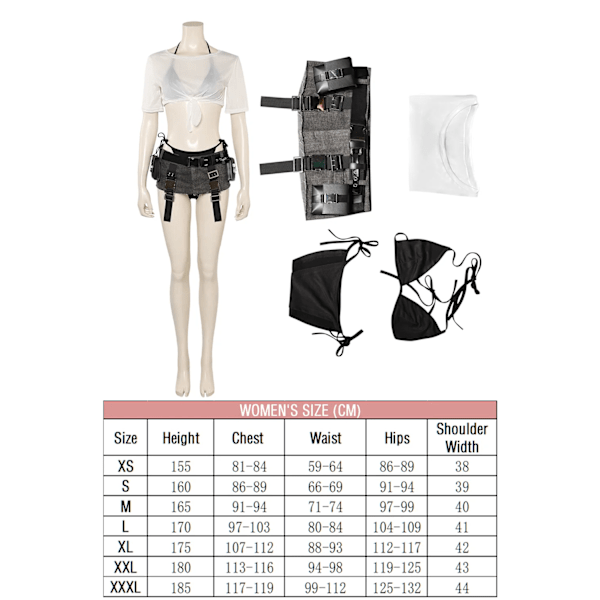 Tifa Cosplay Baddräkt Anime Game Final Cos Fantasy VII Peruk Mössa Sexig Underkläder Kvinnlig Halloween Fest Roll Fantasia Outfit S Female C