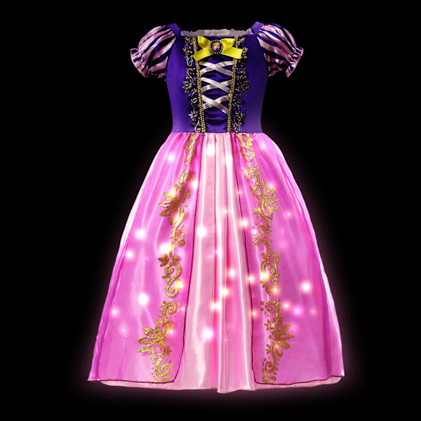 Elsa Anna LED-ljus prinsessklänning flickor älva Rapunzel barn födelsedagsfest kläder Halloween cosplay Frozen Askungen kostym Rapunzel Dress A 4T (120)