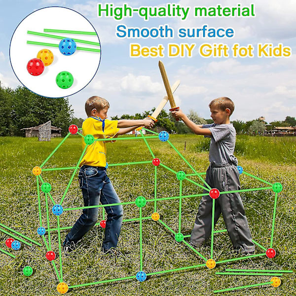 87st Kids Fort Building Kit Slott Tunnel Tält Gör det själv Montering Byggleksaker För Barn Utomhusaktiviteter Set Present null none