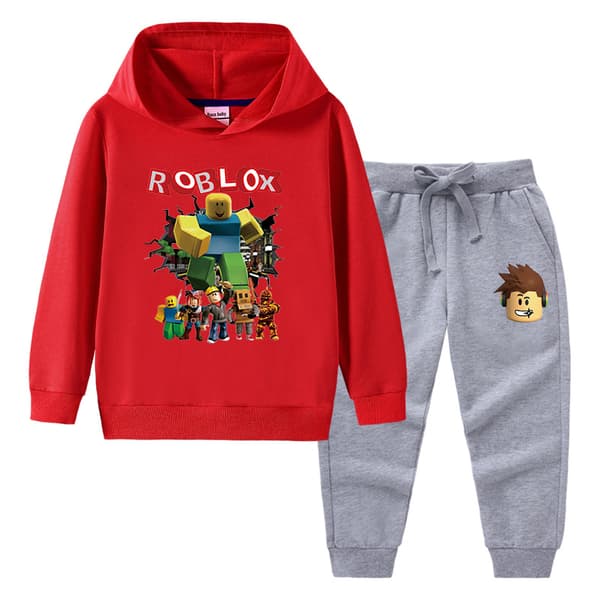 Roblox barnvakt långärmad kostym - röd + grå 110cm