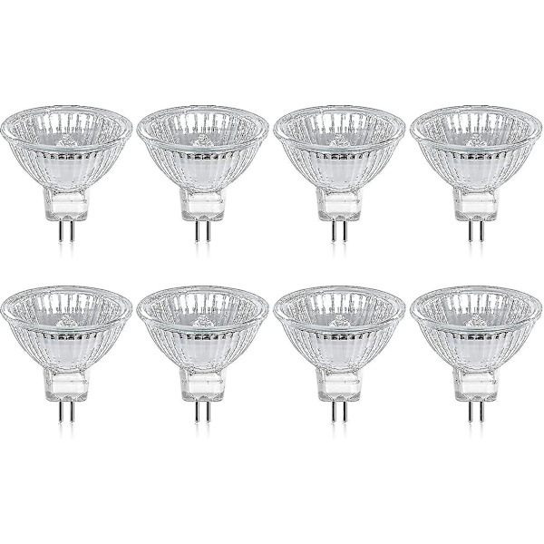 Paket med 8 halogenlampor Gu5.3 Mr16 35w 12v Dimbar - varmvit 2800k, 400 lumen, cover null none