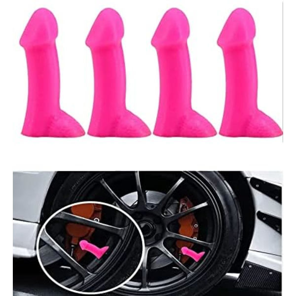 4 ST. Rosa prank-däckventilstamskydd Roliga lufttäta dammsäkra skydd Universal för bilar, stadsjeepar, cyklar, lastbilar och motorcyklar, bilhjulsdäck Yellow