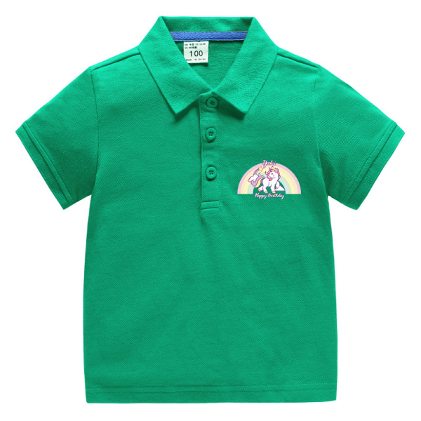 Sommar barnkläder-POLO skjorta halvärm bomull-grön 130cm