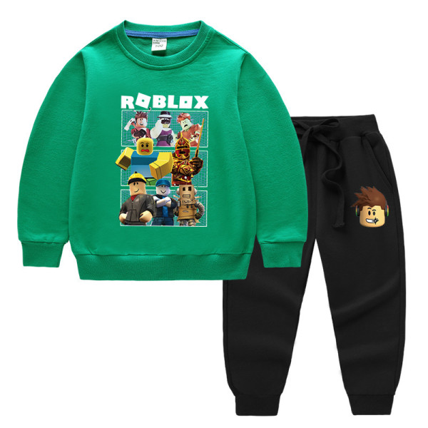 Roblox baby bomull långärmad kostym - grön + svart 100cm