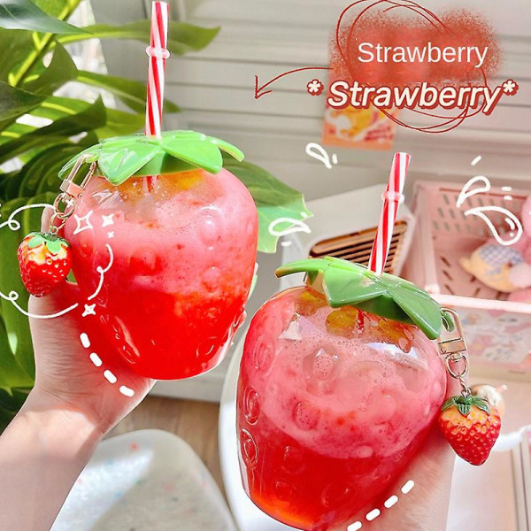 500ml Sommar Söt Strawberry Straw Vattenflaska Mjölk Kaffe Straw Cup För Hem yellow pineapple less than 500ml