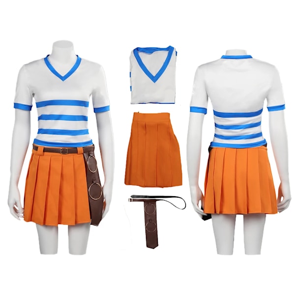 Anime Piece Cos Nami Cosplay Kostym Topp och Kjolar med Andra Accessoreis För Kvinnor Halloween Karneval Dräkt XS Black Future suit