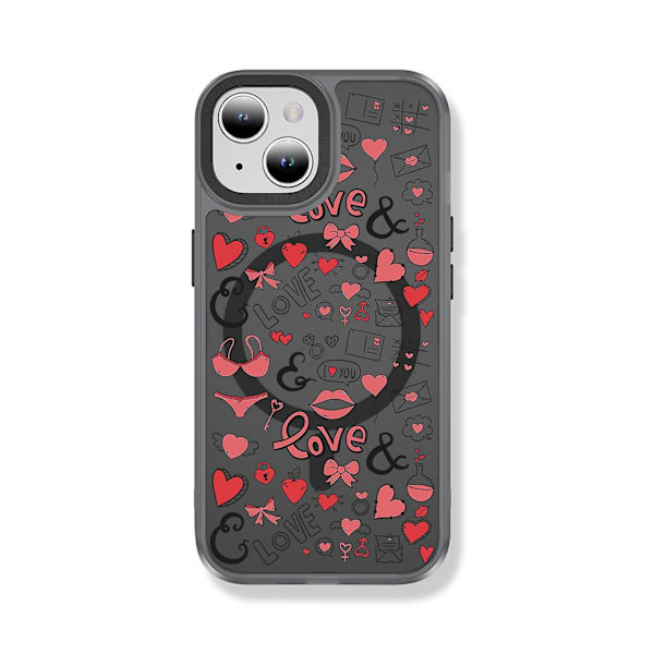 Creative Painted Pattern Frosted Magsafe Magnetic Phone Case Lämplig för Iphone 15 Case och andra modeller Style G Transparent Black Ypcx0197