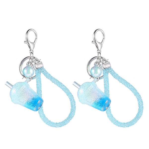 1st Transparent Cup Design Lovely Key Chain Pendant Bag Pendant Chic Key Chain Blue 16x3.5cm