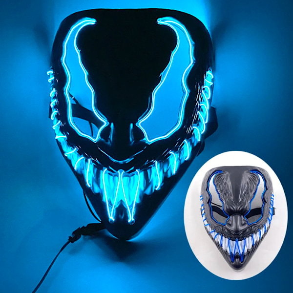 Ny Halloween-mask Horror Venom med LED-ljus - Cosplay-kostym, smink, balfest B