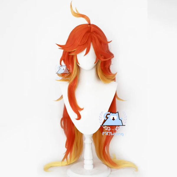Genshin Impact Mavuika Cosplay Kostym Peruk Uniform Örhängen Solglasögon Pyro Archon Natlan Krigsgud Halloween Fest Kvinnor Prop One Size wig only