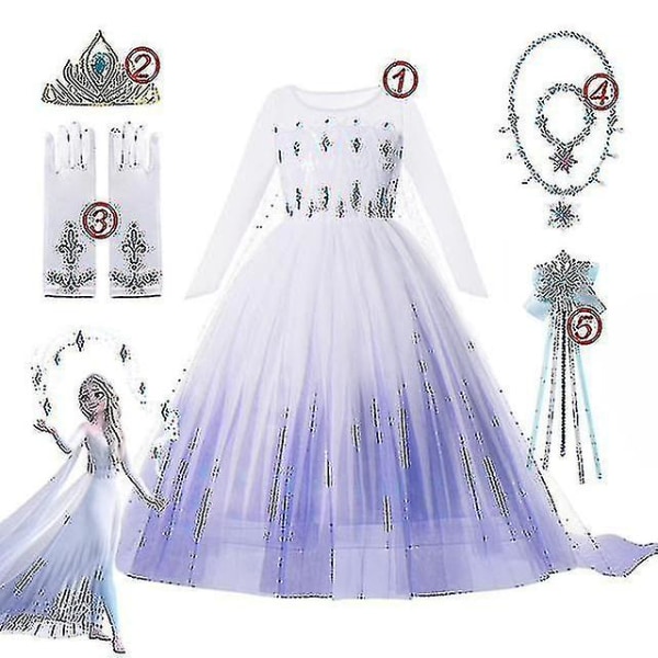 Flickor" Fryst Prinsessa Klänning Paljetterad Mesh Balklänning För Som Elsa Eller Anna_r 2PCS Anna Dress Set1 10–140