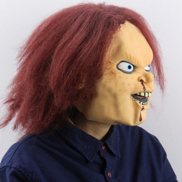 Halloween Latex Mask och hår Chucky Full Head Kostym Skrämmande