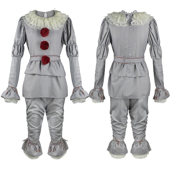 Vuxna barn Pennywise Cosplay Kostym Halloween Party Herr Clown Kostym Set.z Light Grey Without mask Adult S