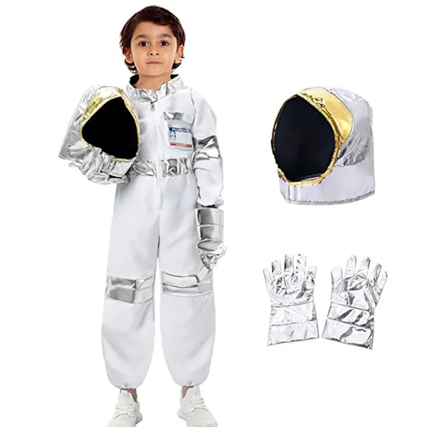 Barn och vuxna rymddräkt jumpsuit flyg astronaut dräkt cosplay kostym unisex uniform halloween utklädning present rymddräkt L Kids