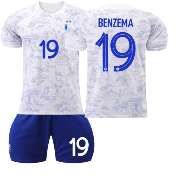 22 VM Frankrike tröja bortamatch nr 19 Benzema #18